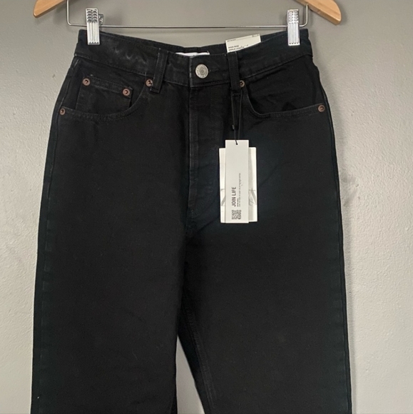 ZARA Straight Leg Button Fly High Rise Ankle Black Jeans NWT Size 4 - Picture 4 of 7